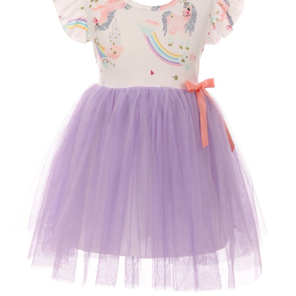 Little Girls Toddler Kids Unicorn Rainbow Tulle Tutu Easter Girl Dress Clothing - Picture 4 of 5
